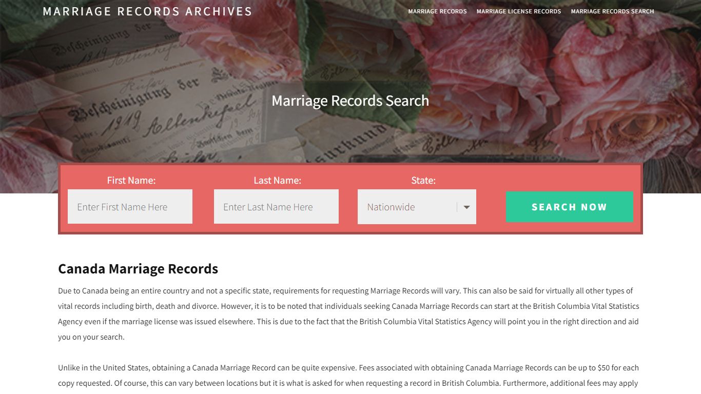 Canada Marriage Records | Enter Name and Search | 14 Days Free